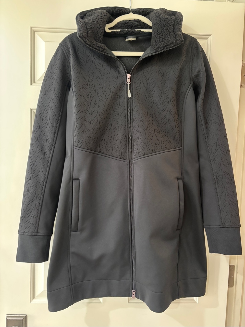 Calia Women's Dark Gray Sherpa-Lined Shell Coat